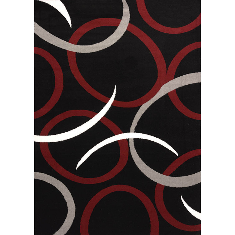 Orren Ellis Gluck Black/Red/Gray Rug & Reviews Wayfair